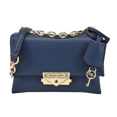 MICHAEL KORS CECE金字LOGO鎖頭吊飾釦式肩背/斜揹包-小/深藍