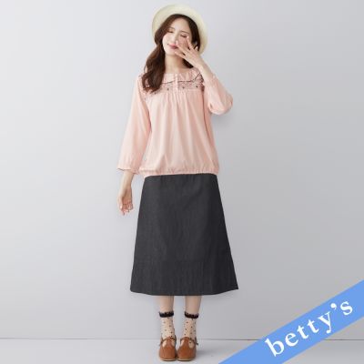 betty’s貝蒂思 後腰鬆緊飾釦牛仔長裙(黑色)