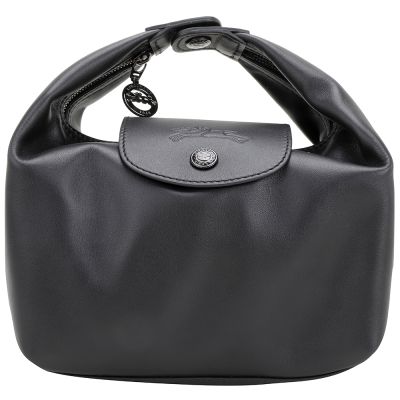 LONGCHAMP Le Pliage Xtra XS 奔馬烙印滑面牛皮手提包(黑色)