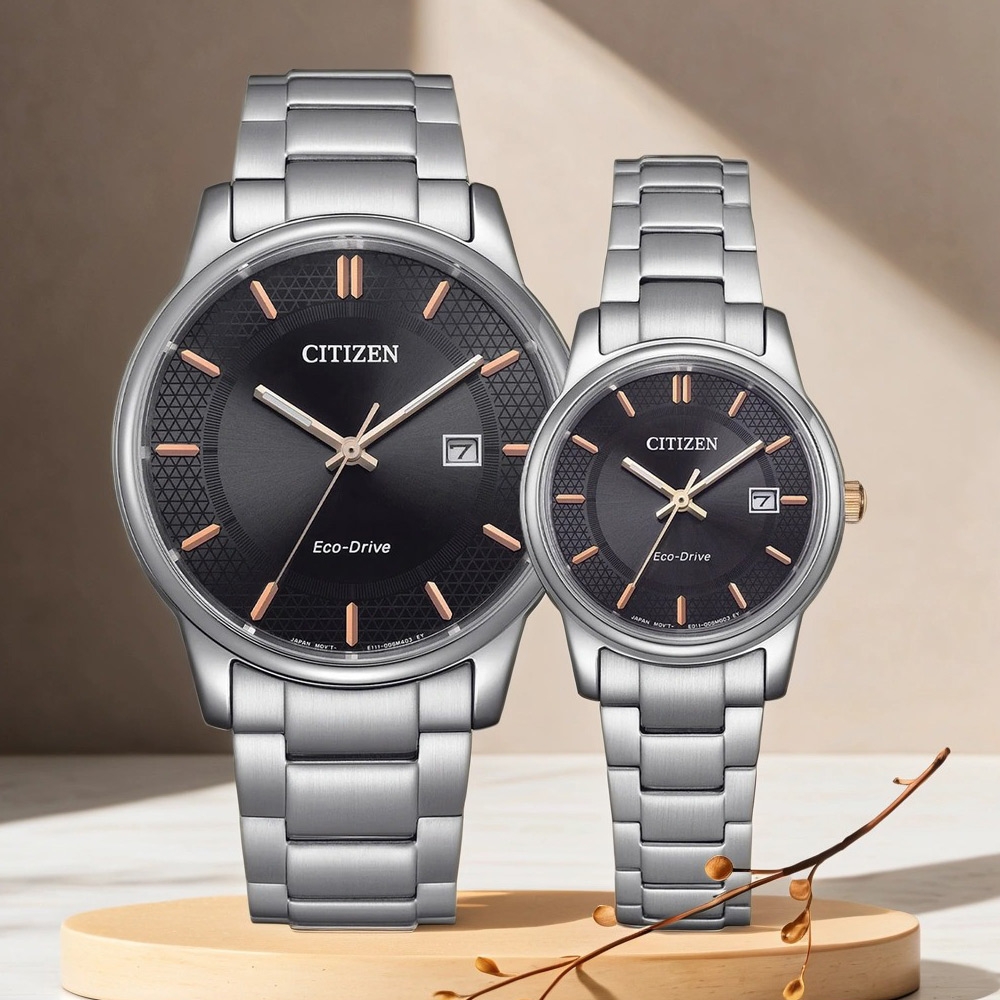 CITIZEN 星辰 光動能經典情侶手錶 對錶 開學換新季 送禮推薦-黑 BM6977-70E+EW2317-76E