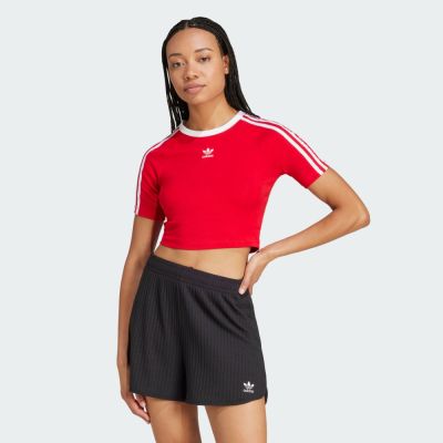 Adidas 3 S Baby Tee JD0303 女 短版T恤 運動上衣 休閒短袖 紅 白 亞版