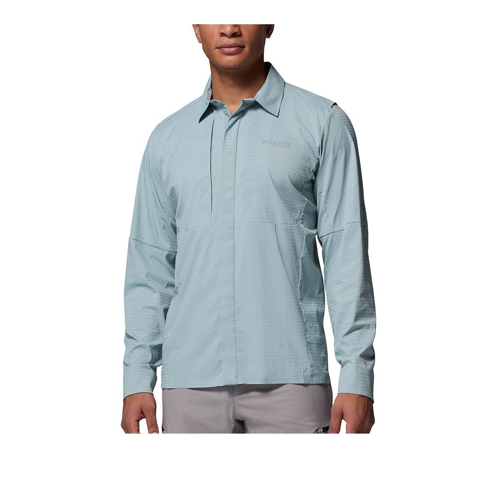 Columbia 哥倫比亞 男款-超防曬UPF50酷涼長袖襯衫-Ridge Ascent Woven LS-霧綠色(UAE28990MG/KS)