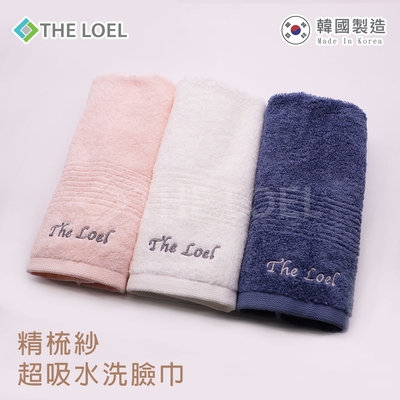 【THE LOEL】韓國精梳紗純棉超吸水洗臉巾(經典藍/珍珠白/櫻花粉)