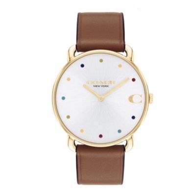 COACH 官方授權 彩點C LOGO 皮帶女腕錶(CO14504206)36mm