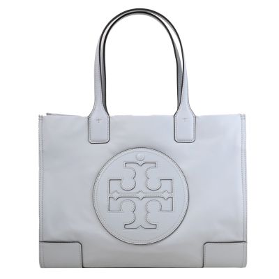 TORY BURCH 品牌大LOGO尼龍托特包(淺藍 小款)