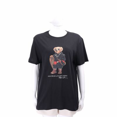 Polo Ralph Lauren Polo熊印花 黑色純棉短袖TEE T恤(中性款/男女可穿)