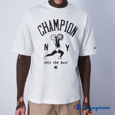 Champion 官方直營-男款 運動俱樂部印花短TEE(白)