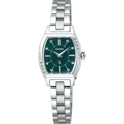 SEIKO 精工 LUKIA 節慶限量 時尚酒桶型鑽石珍珠貝錶-綠-女錶(SSWA017J)21mm SK008