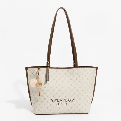 PLAYBOY - 托特包  Bunny Lattice系列 - 咖啡色