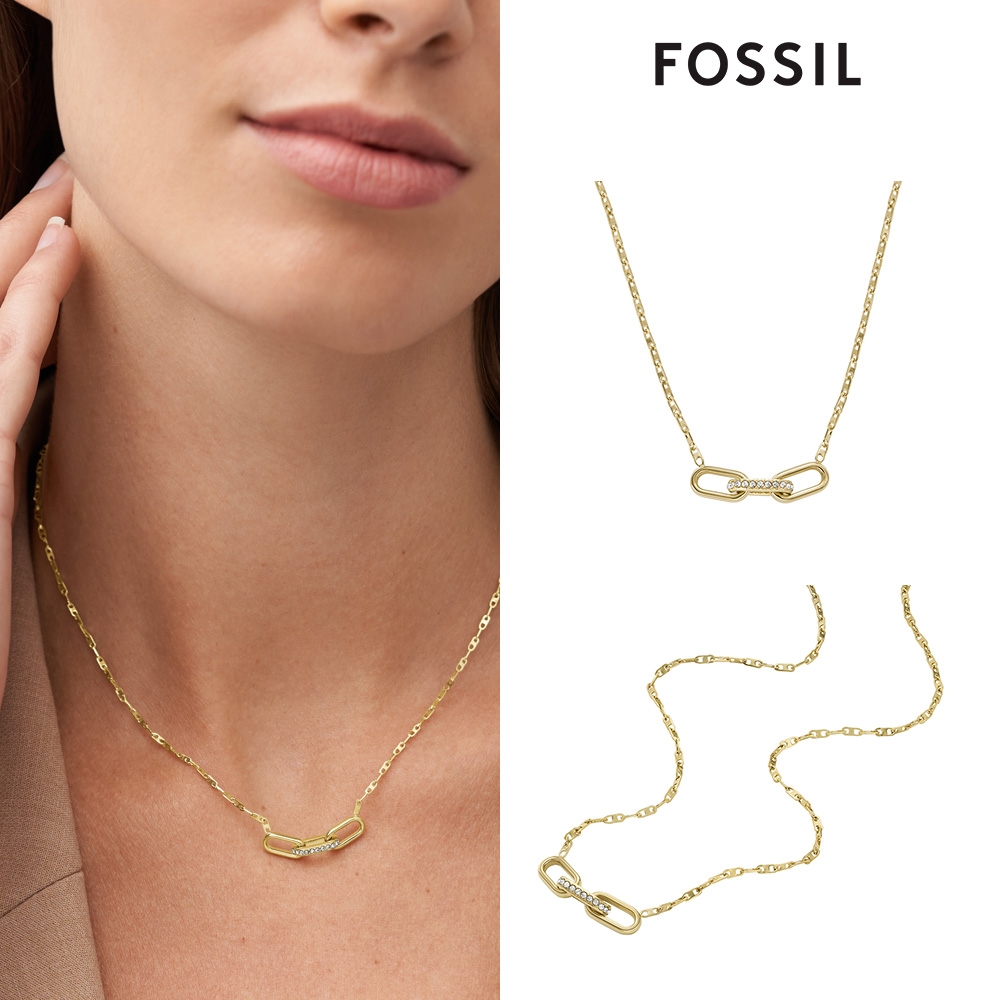 FOSSIL Heritage 鎖鏈造型不鏽鋼項鍊-金 JF04523710
