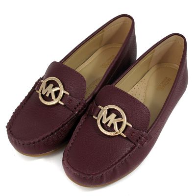 MICHAEL KORS Fulton 金字大圓標Logo素面平底樂福鞋(暗紅色)