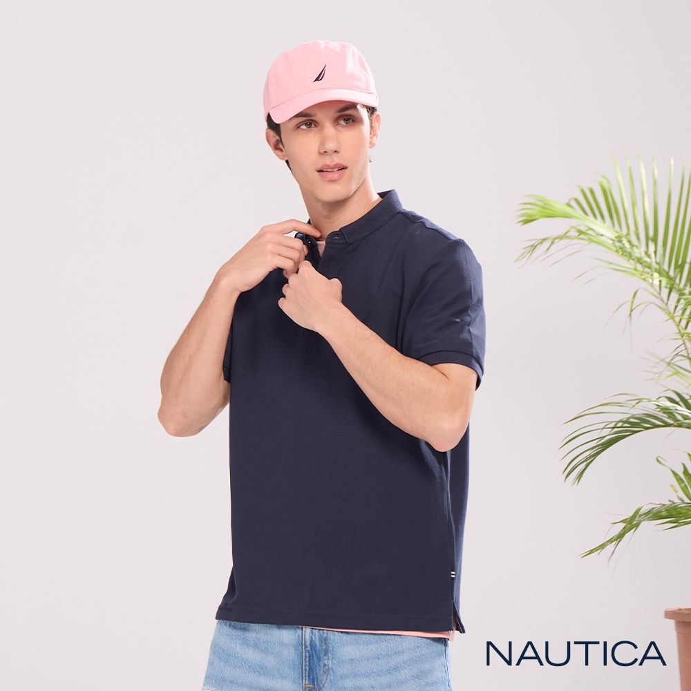 Nautica 官方旗艦 男裝 輕商務抗菌短袖POLO衫-深藍色