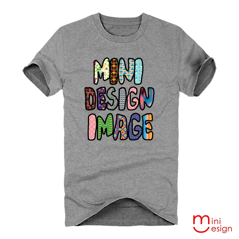 （男款）MINIDESIGN彩色字母潮流設計短T 三色-Minidesign (灰色)