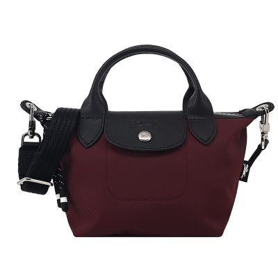 LONGCHAMP LE PLIAGE ENERGY系列再生尼龍短把手提/斜背兩用包(迷你/酒紅)