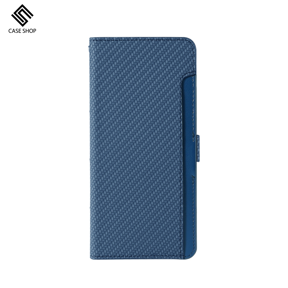 CASE SHOP ASUS Zenfone 9 前插卡側立式皮套-藍| ASUS適用手機殼套