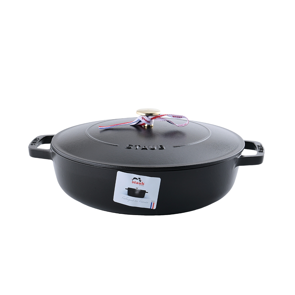 Staub 水滴形多功能鑄鐵燉鍋28cm 3.7L 黑鑄鐵鍋湯鍋(電磁爐IH爐可用