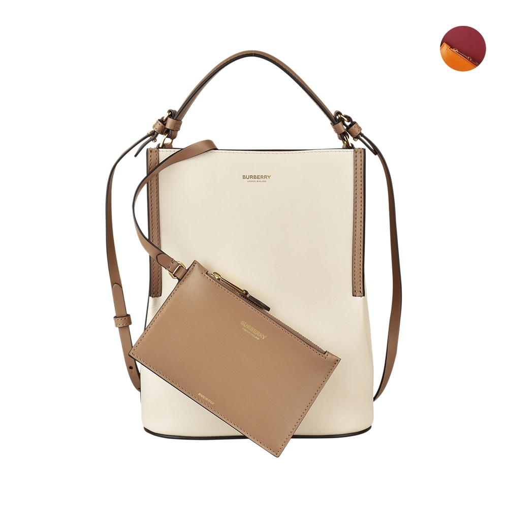 BURBERRY 巴寶莉  SM BUCKET壓印LOGO小牛皮斜背水桶包(多色)