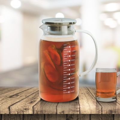 寶馬牌圓型多功能雙用玻璃壺-1300ml-1入