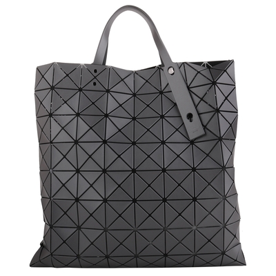 ISSEY MIYAKE  BAOBAO 皮質幾何大方格8x8 手提包(深灰)大