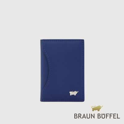 【BRAUN BUFFEL 德國小金牛】台灣總代理 奧瓦 磁吸兩折錢包-深藍色/BF581-738-DB