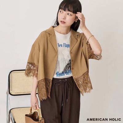 〈AMERICAN HOLIC〉大蕾絲花邊拼接襯衫