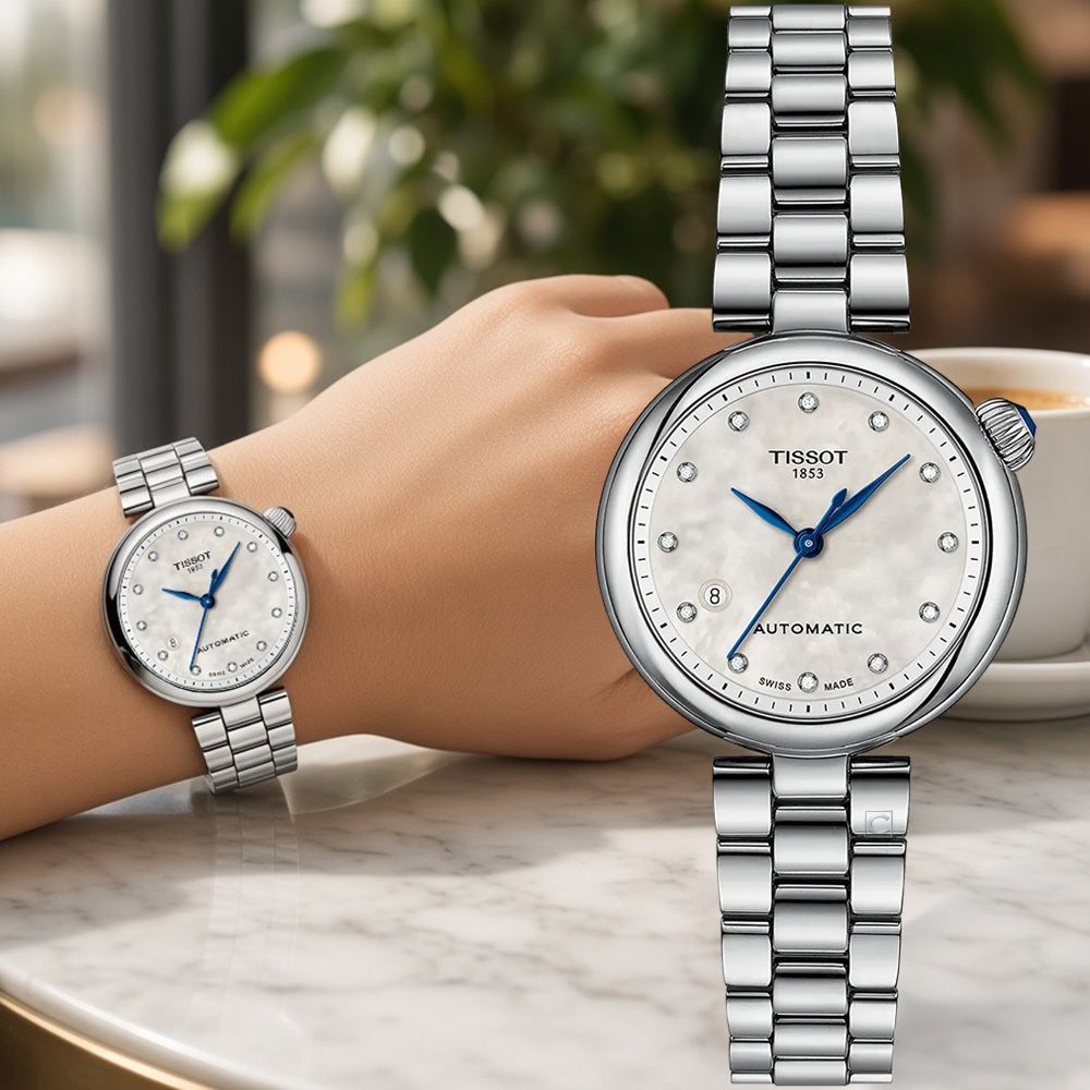 TISSOT 天梭錶 官方授權 Desir系列 珍珠母貝 48小時動力 機械錶-T1522071111600/29.6mm
