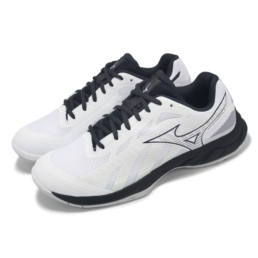 白鷲 Mizuno 羽球鞋Wave Fang EL 2 男鞋女鞋白黑寬楦高回彈抓地室內運動