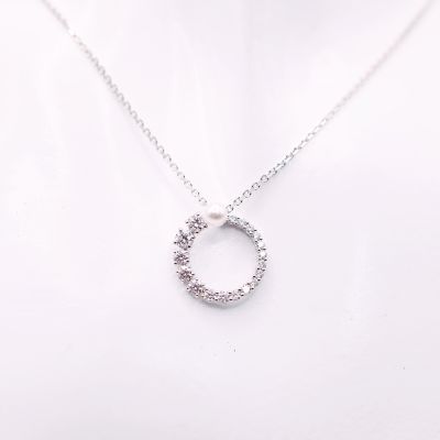 SWAROVSKI 施華洛世奇 Matrix 水晶珍珠 圓環 項鏈 鍍白金色