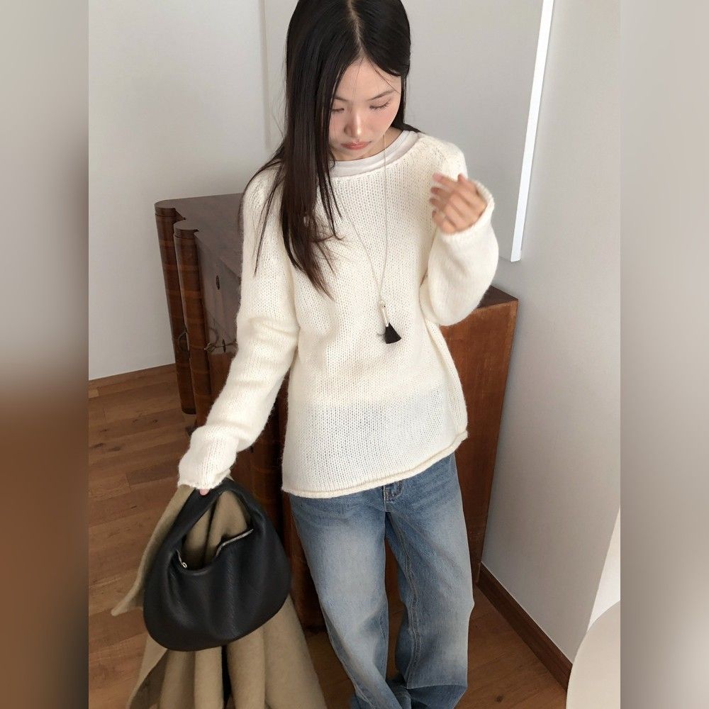 正韓女上衣 捲邊長袖針織衫ATM1268-創翊韓都