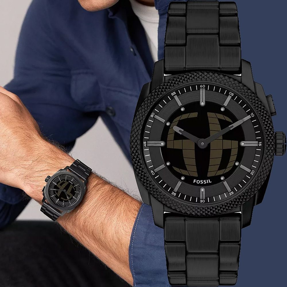 FOSSIL Machine Big Tic 限量復刻 雙顯示數位跳秒手錶 七夕浪漫購 送禮首選-黑/41mm FS6156