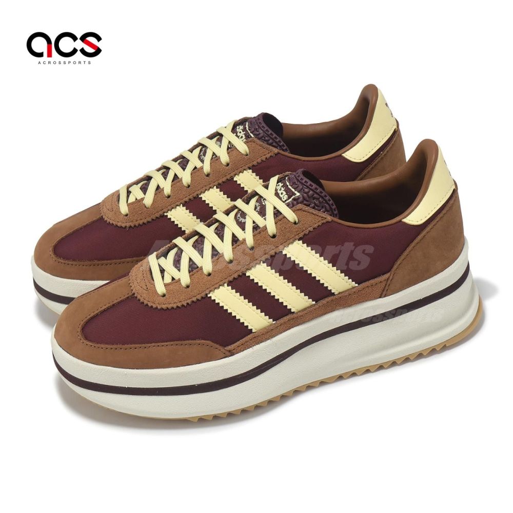 adidas 休閒鞋 SL 72 Stack W 女鞋 棕 黃 厚底 增高 麂皮 復古 愛迪達 JQ6420