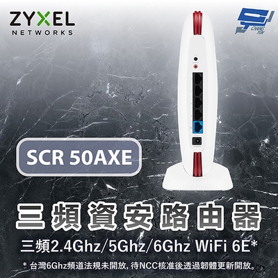 ZYXEL 合勤 SCR 50AXE 資安路由器基地台 三頻2.4Ghz/5Ghz/6Ghz WiFi 6E 停產(以USG Lite 60AX新款出貨)昌運監視器