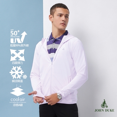 JOHN DUKE約翰公爵 男裝 涼感透氣網眼機能防曬衣 白色(15-1K8921)