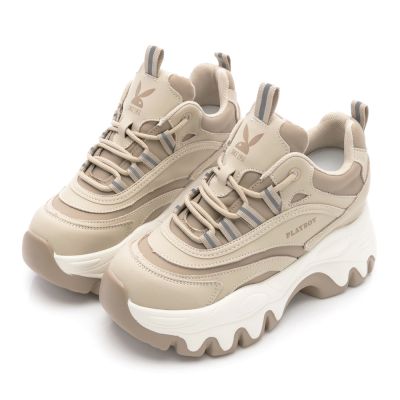 PLAYBOY 巨浪狂潮真皮美腿製造機老爹鞋-PY1701杏