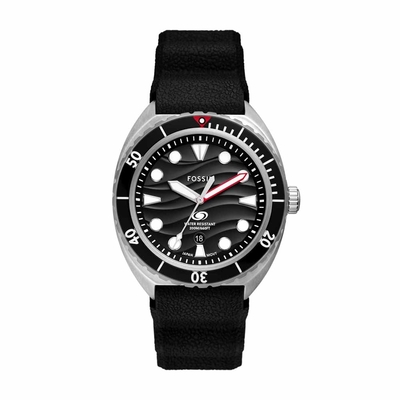FOSSIL 簡約潮流時尚腕錶-膠帶-銀黑-FS6062-44mm