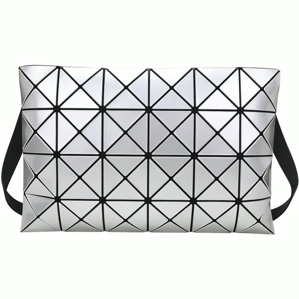 ISSEY MIYAKE 三宅一生 BAOBAO LUCENT 6X4 亮面大格幾何斜背包(銀色)