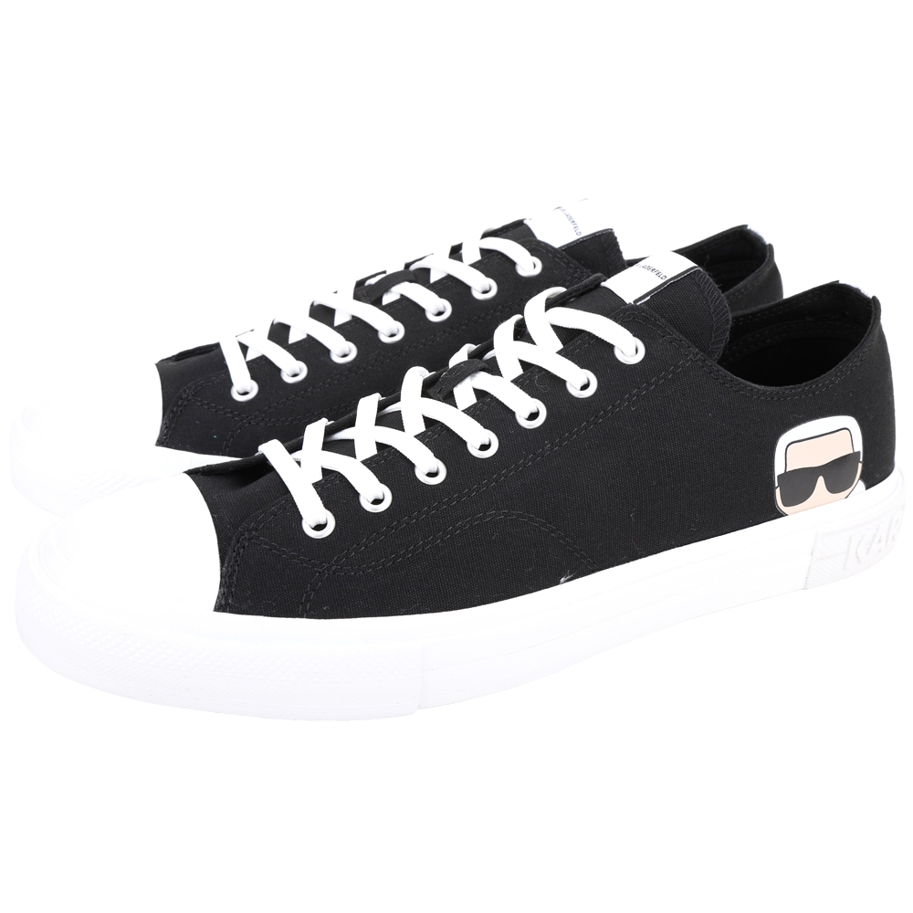 KARL LAGERFELD KAMPUS III 卡爾人像繫帶帆布鞋(男款/黑色)