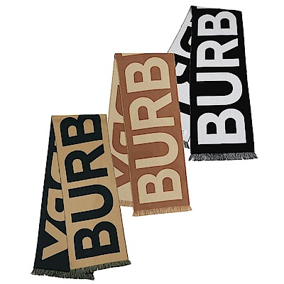 BURBERRY 大字母LOGO羊毛提花雙面圍巾(多色選)