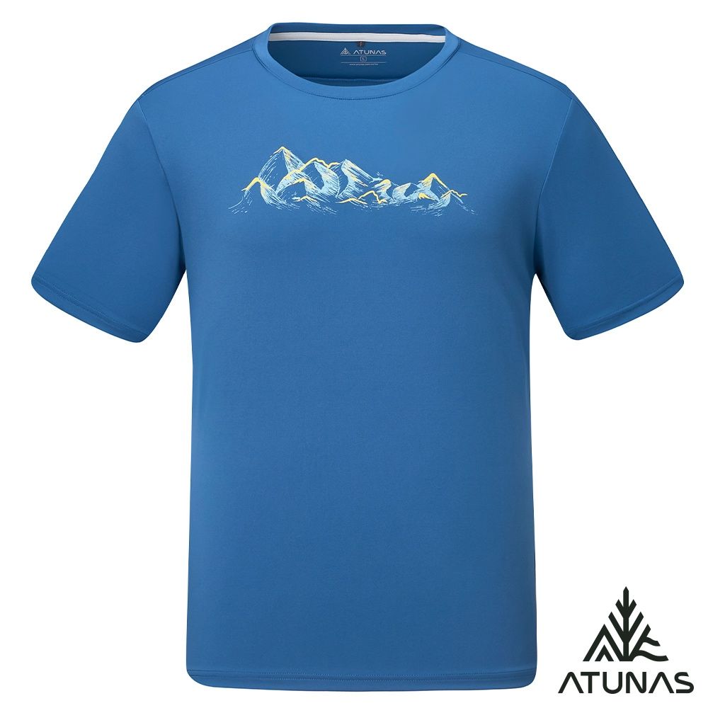 【ATUNAS 歐都納】男款循環ATUNAS-TEX短袖T恤A2TS2610MC深藍/透氣/快乾排汗/簡約圖T/山形印花 (深藍)