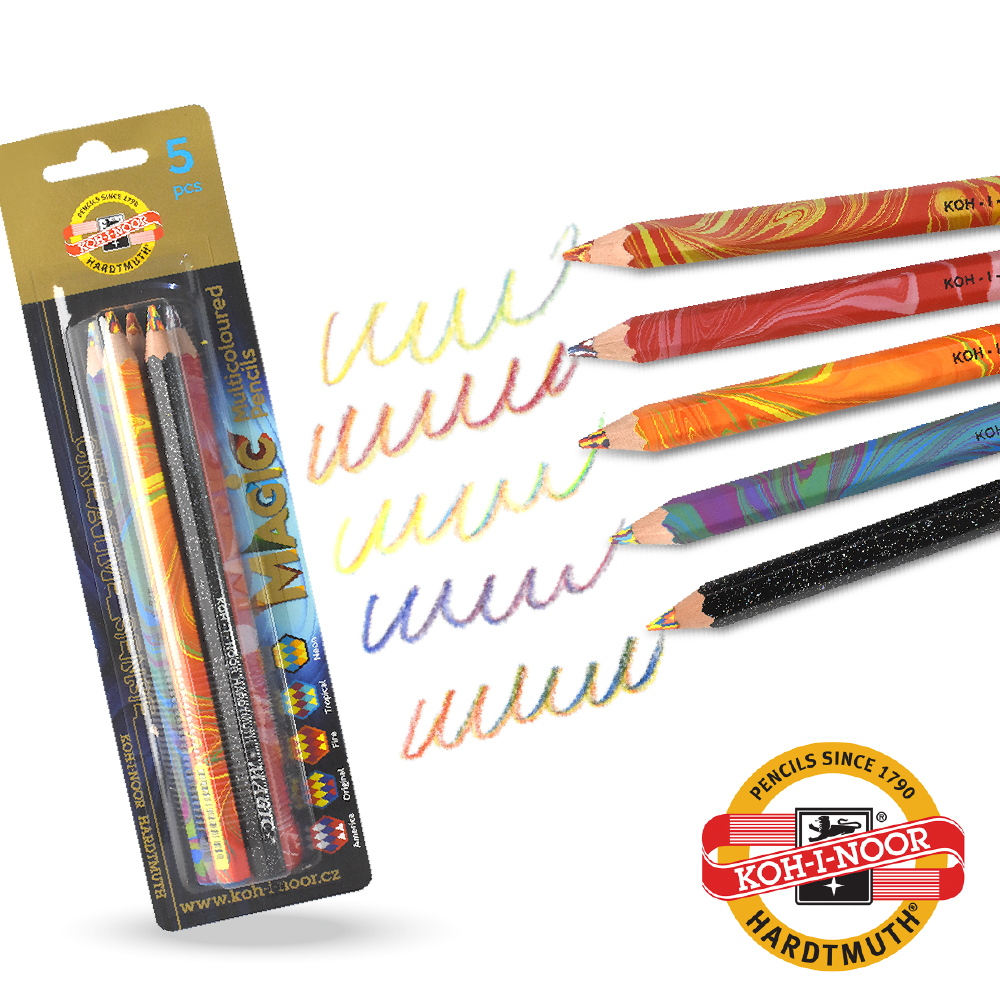 KOH-I-NOOR】六角彩虹魔術色鉛筆5入組-捷克原裝進口美術畫具原木文具