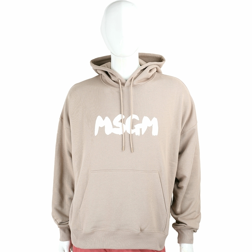 MSGM 印花長袖連帽衫 大學T-多色可選 (卡其色)