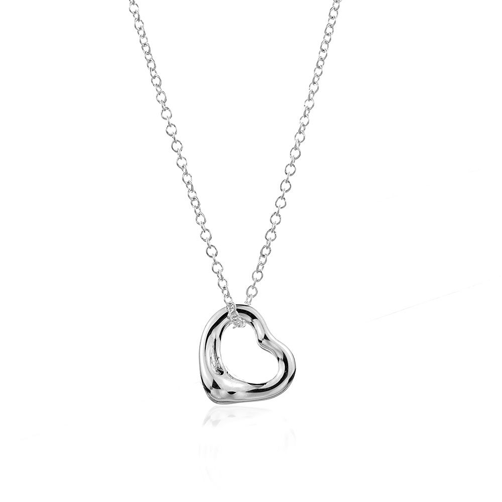 (近新品)Tiffany&Co. 蒂芙尼 Open Heart愛心墜飾925純銀項鍊-11mm