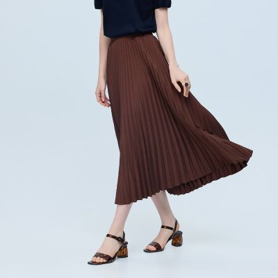 ILEY伊蕾 風琴壓褶百搭長裙(咖；M-XL)