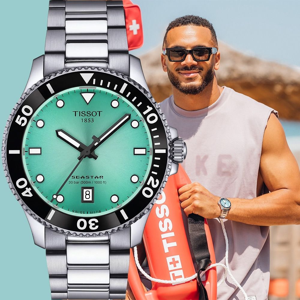 TISSOT 天梭 官方授權 Seastar 1000 T120.410.11.091.00 海洋之星300米潛水錶 開學換新季 送禮推薦-綠松石色/40mm T1204101109100