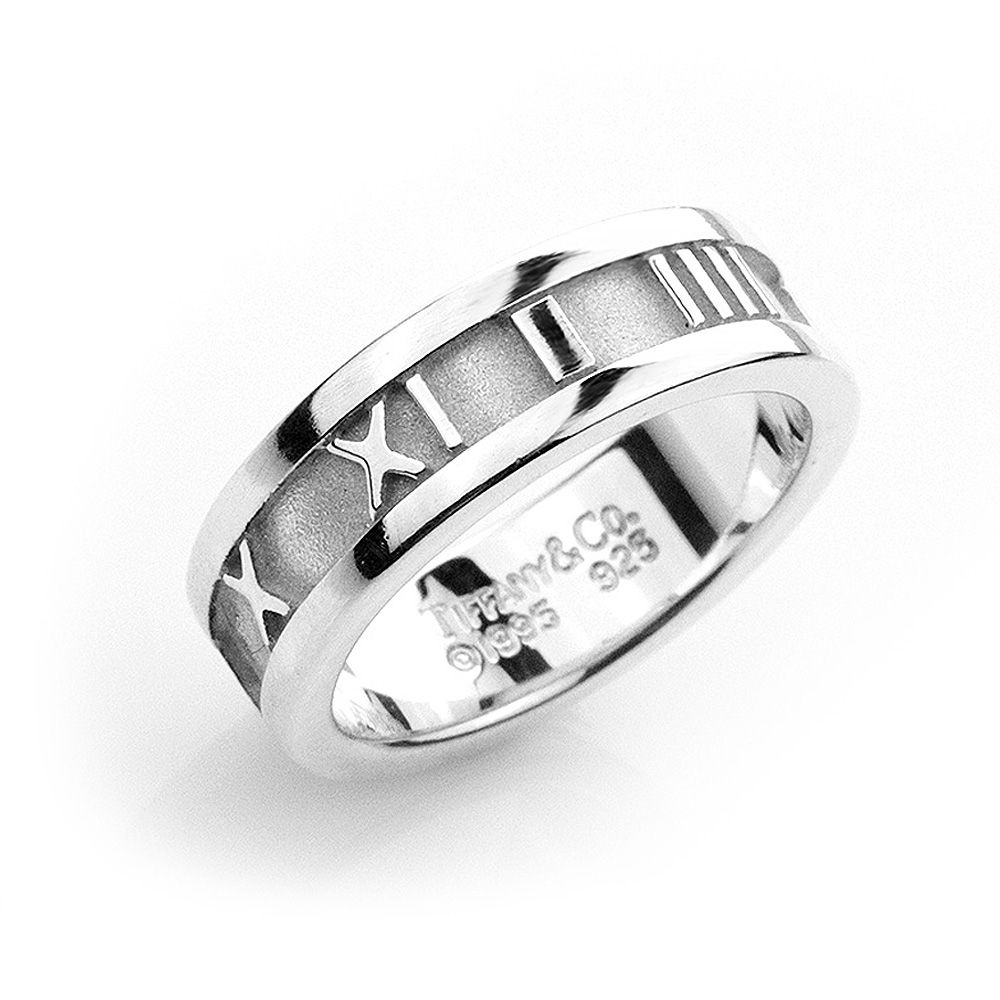 (近新品) Tiffany&Co. 蒂芙尼 Atlas系列 羅馬數字925純銀寬版戒指
