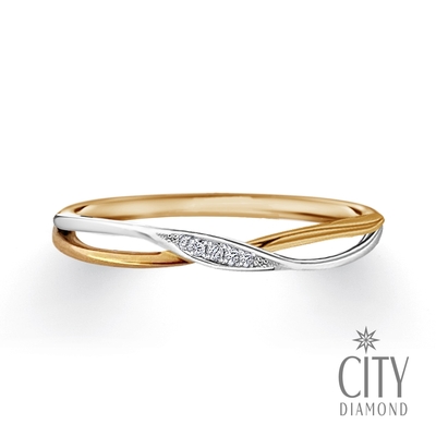 【City Diamond 引雅】『星幕』14K天然鑽石 白K金 玫瑰金 雙色交叉K金戒指 鑽戒 線戒(浮光流影系列)