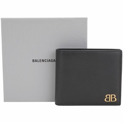 BALENCIAGA 金字粒面牛皮8卡對折短夾