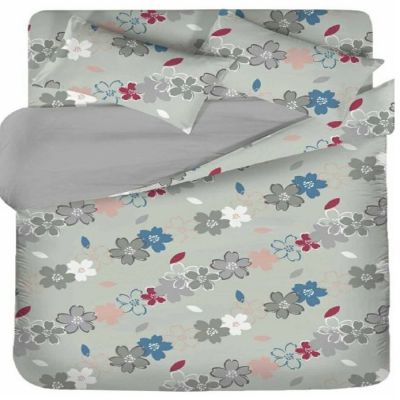 LAMINA混紡雙人被套-水彩花灰