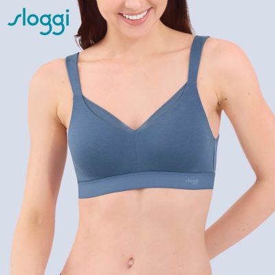 sloggi-BASIC SPORTY COOL清爽律動薄紗後扣內衣(小圓V款) 霧藍灰