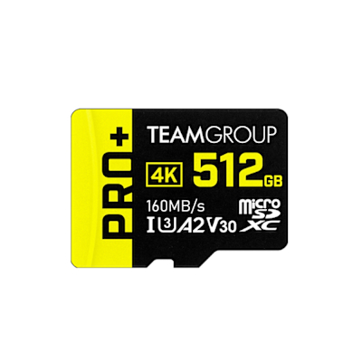 推★十銓TEAM-PRO+ Micro SDXC 512 GB UHS-I U3 A2 V30 黑黃記憶卡